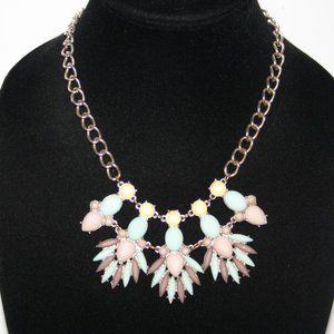Beautiful gold and pastel bib style statement necklace 16-19"
